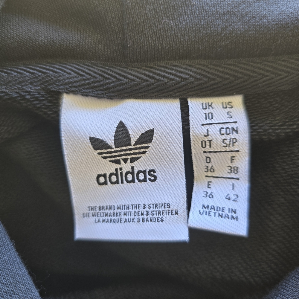 Adidas Originals 3-Stripes Cropped Hoodie Black White Women’s Size Small - Picture 6 of 6